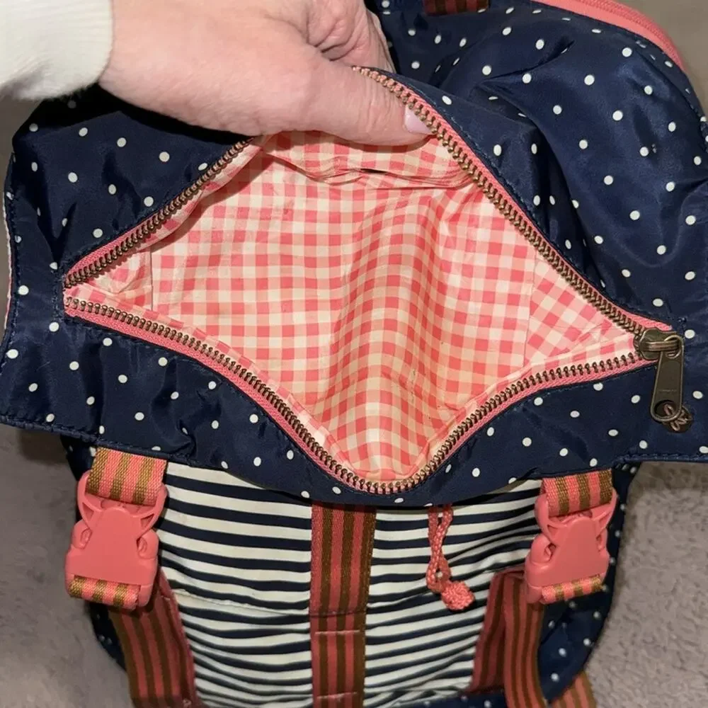Matilda Jane 435 Backpack Navy Blue Polka Dot Striped